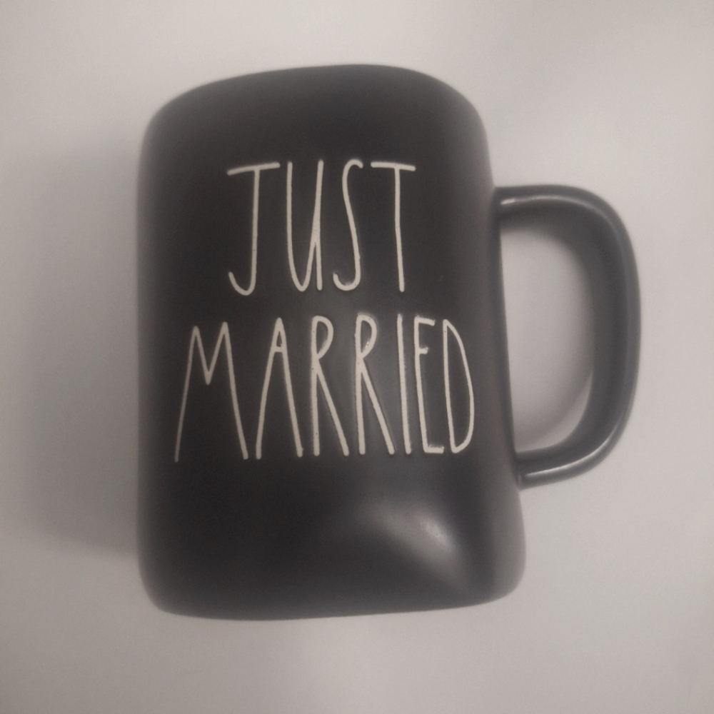 Rae Dunn by Magenta JUST MARRIED Black Coffee Mug Cup - New